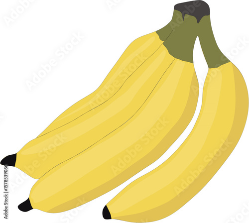 Vibrant Bunch A Digital Illustration of Fresh Yellow Bananas for Healthy Eating Designs 