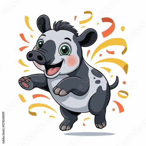 tapir design illustration posing happy