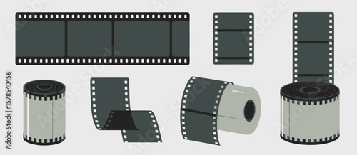 Film Strip and Reels Graphic Design Set