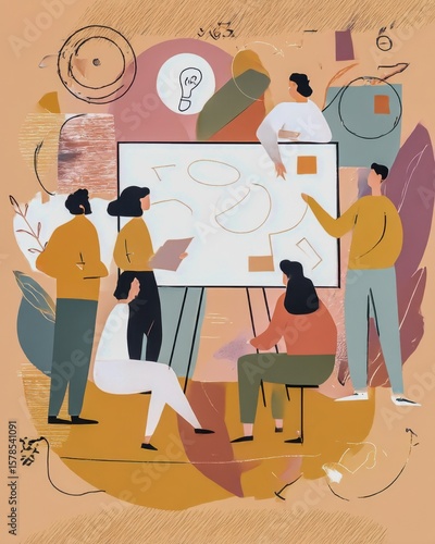 team problem solving vector illustration solid pastel