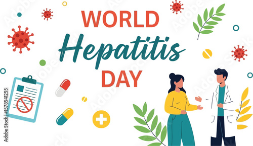 World hepatitis day awareness vector illustration for medical health campaign and prevention design