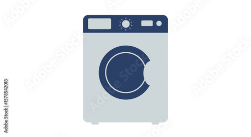 Modern Front Load Washing Machine Illustration, Clean Laundry Appliance and Home Equipment