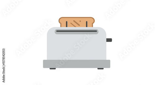 Toaster with Toast, Breakfast Concept: Kitchen Appliance with Bread Ready to Eat