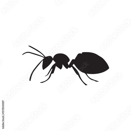 black vector illustration of an ant