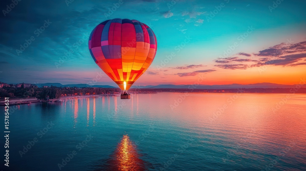 Fototapeta premium hot air balloon at sunset