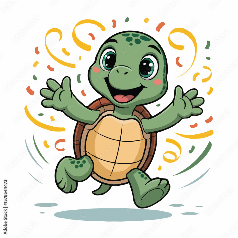 Obraz premium turtle character design posing happy illustration