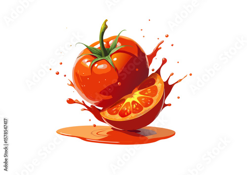 red tomato in water
