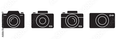 Camera icon set. photo camera icon.  camera line icon, photo snap camera line art symbol vector .  