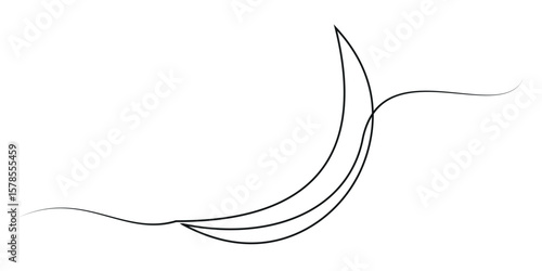 Moon continuous one line drawing minimalism design.  Vector illustration. Moon icon in one line, Moon symbol.