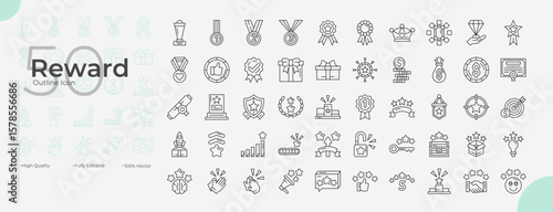Reward Line Editable Icons set. Vector illustration in modern thin line style of Reward icons: reward, award, prize, etc