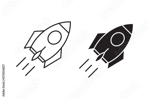 Set of rocket vector icons. Launch spaceship or spacecraft. Space Rocket Icons . eps 10 