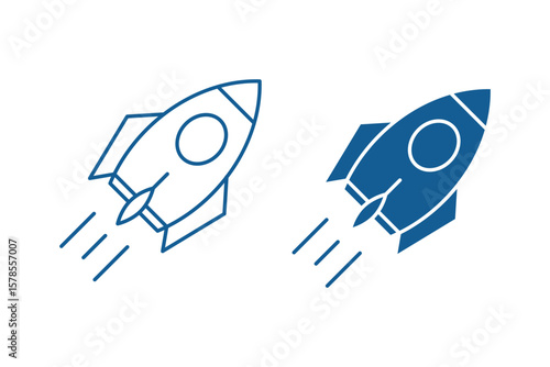 Set of rocket vector icons. Launch spaceship or spacecraft. Space Rocket Icons . eps 10 