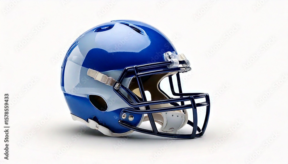 Fototapeta premium side view white and blue football helmet mockup on white background 