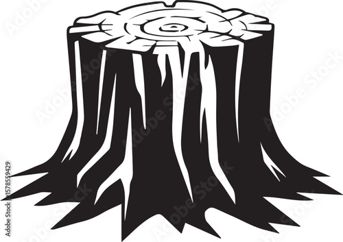 Black Silhouette of Tree Stump