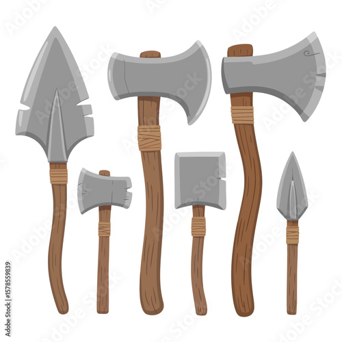 Cartoon Collection of Prehistoric Weapons