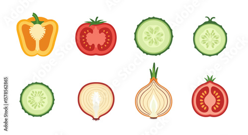 Sliced Vegetables: Healthy Eating Illustration