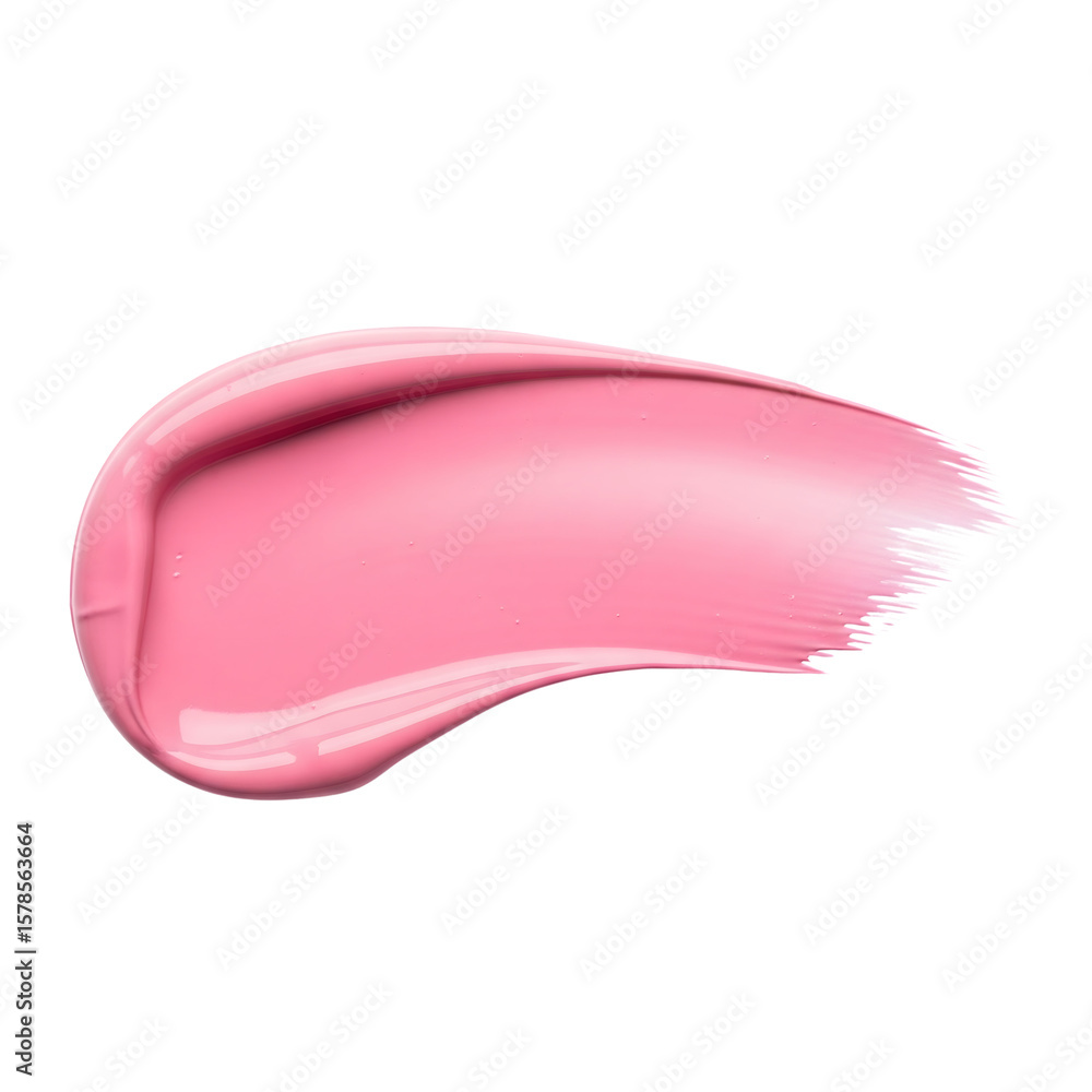A vibrant pink lipstick smear creates a glossy and smooth texture isolated on transparent background A vibrant pink lipstick smear creates a glossy and smooth texture isolated on transparent background