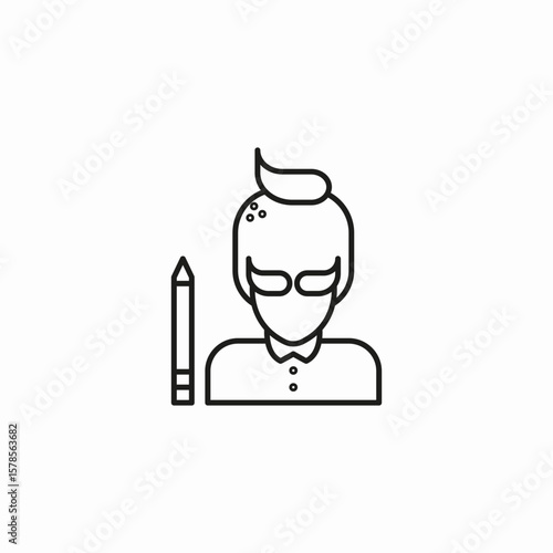 person writing artist icon sign vector