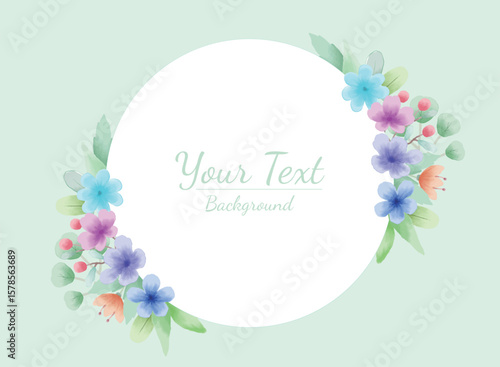 Watercolor style flower border, illustration, floral, plant, leaf, background image, banner texture advertising poster