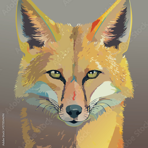 Golden jackal walking with lowered head and stylized fur, ideal for conservation messaging.