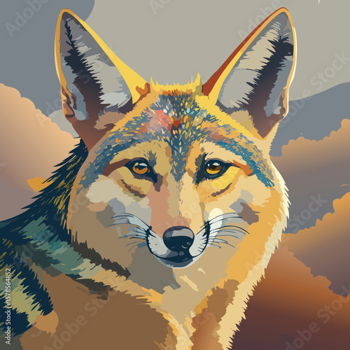 Golden jackal artwork showing its wild character and ecological importance in a clean layout.