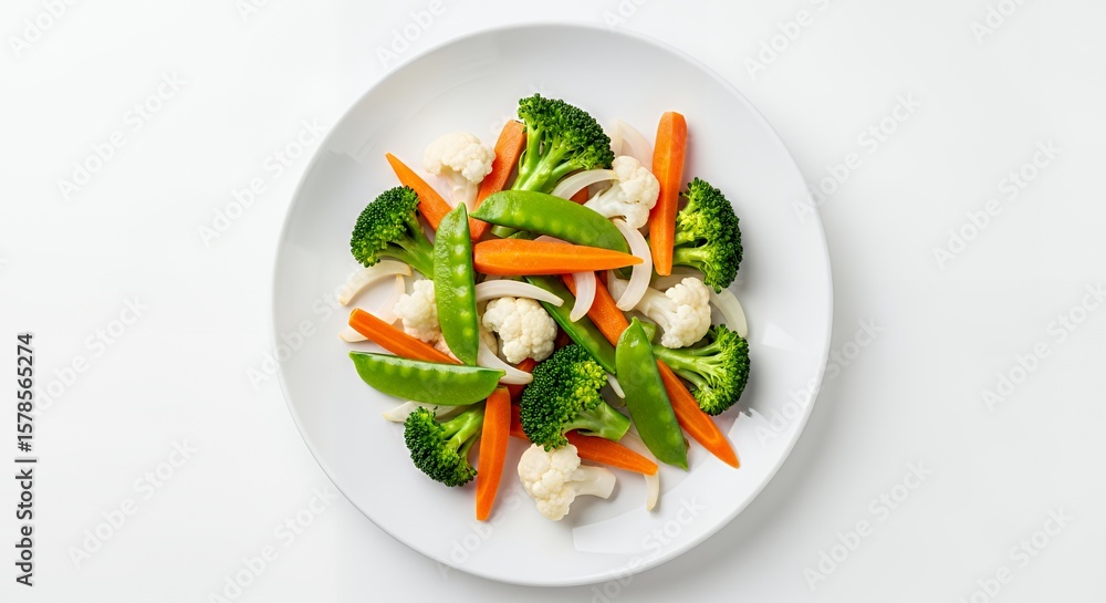 Fresh Mixed Vegetables on White Plate Healthy Food Fresh Mixed Vegetables on White Plate Healthy Food