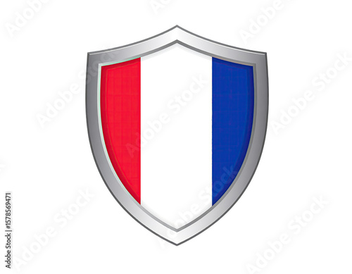 Free Download Shield with France flag featuring tricolor national emblem and patriotic symbol isolated on white background - GFXLoad