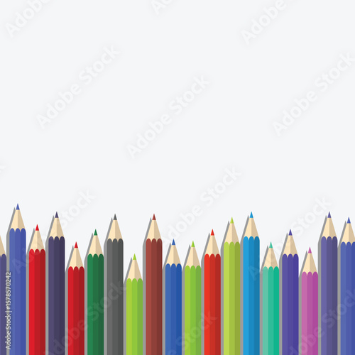 Back to school colored pencils design for educational background. Vector illustration.