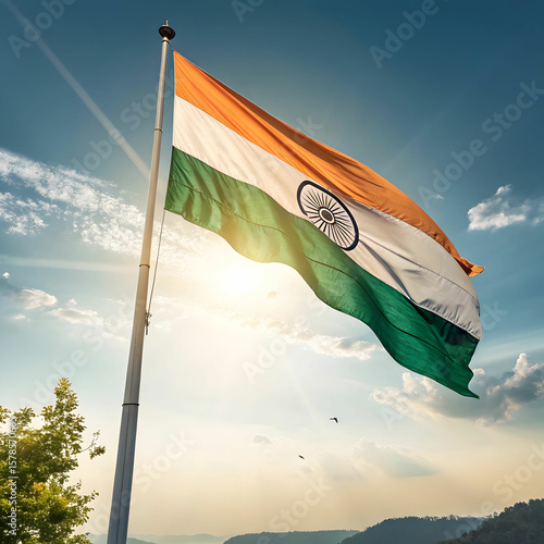indian flag made with orange white and green