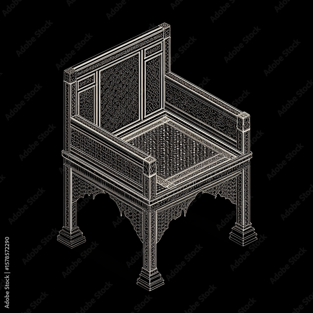 Fototapeta premium Customize look, scale 3d Antique chair model design .