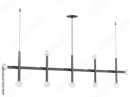 JOULLE 09-002 , Brass -Black-Silver / Clear crystal , Elegant Lighting Fixture Against white bachground 