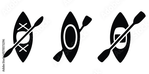 Canoe and paddle vector set for kayaking and outdoor lifestyle projects.