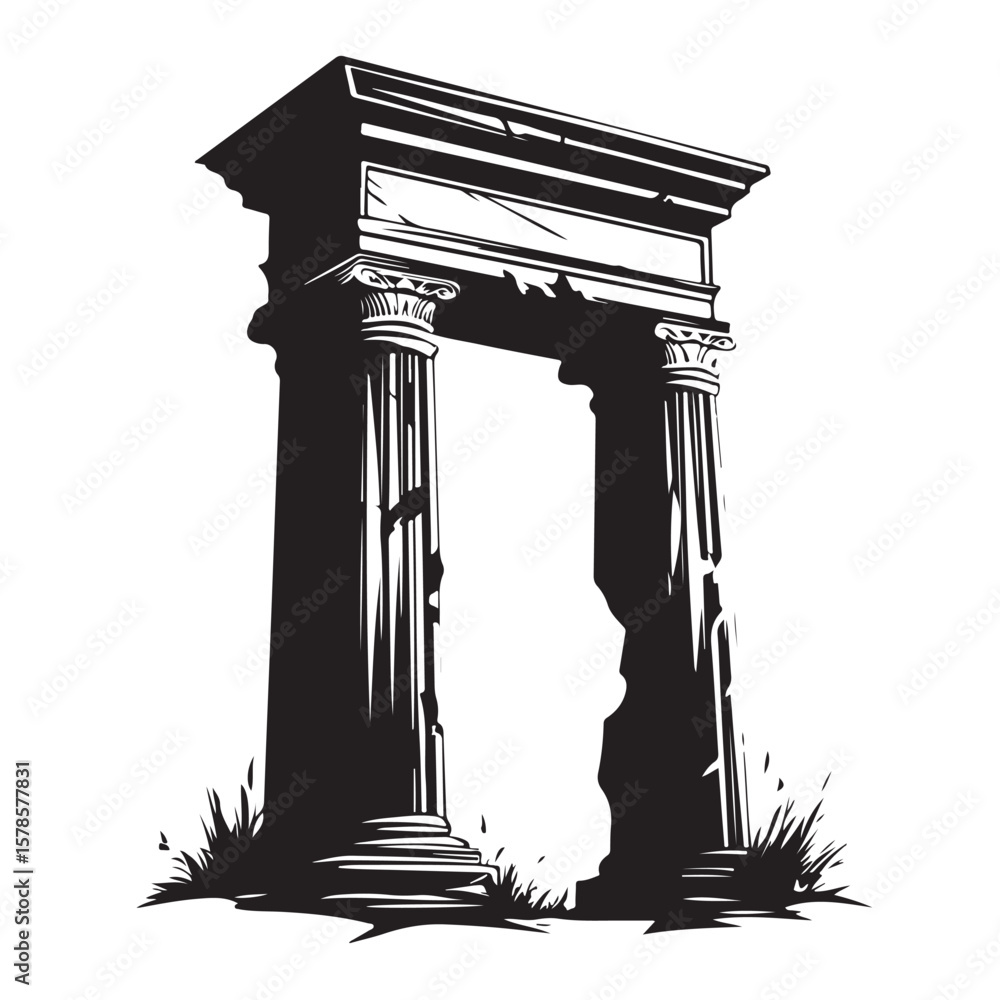 Fotografi Ancient Stone Monument Vector image on transparent background.