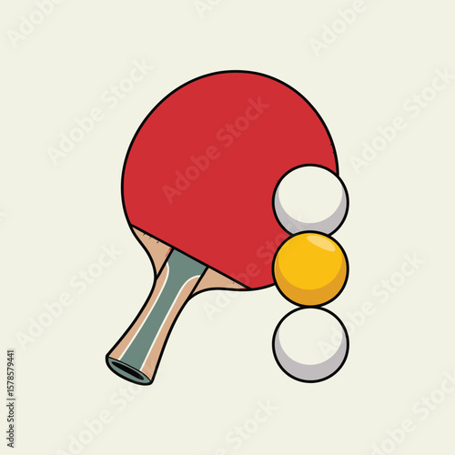 Table Tennis Racket and Balls Illustration