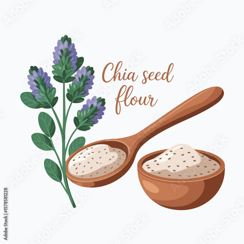 Chia Seed Flour with Herbs Illustration