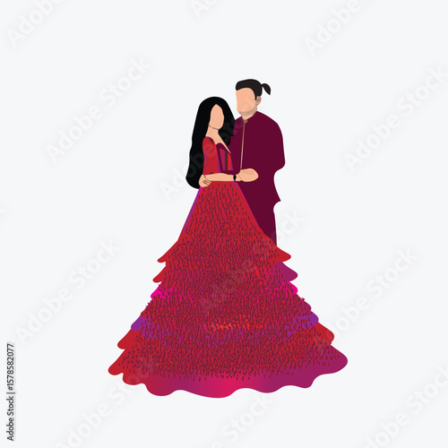 elegant woman in red dress vector