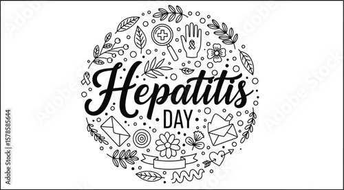 World hepatitis day awareness illustration with decorative elements for health campaign design vector