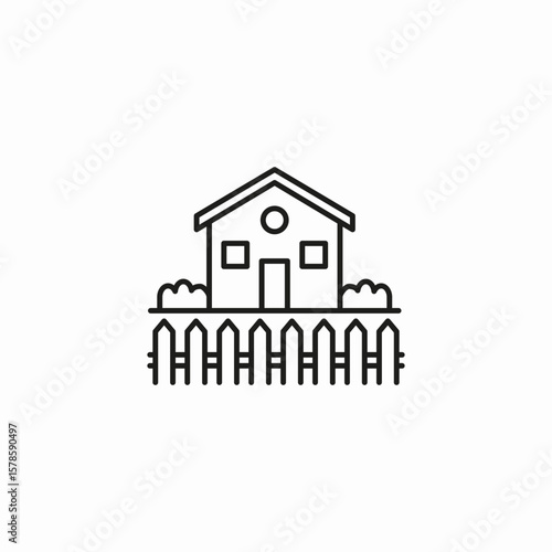house fence garden icon sign vector