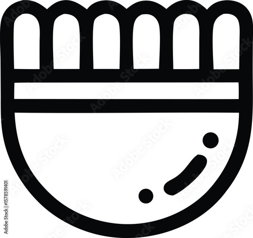 Stylized black outline icon representing a bowl of food with multiple rounded segments at the top and a curved base with dots