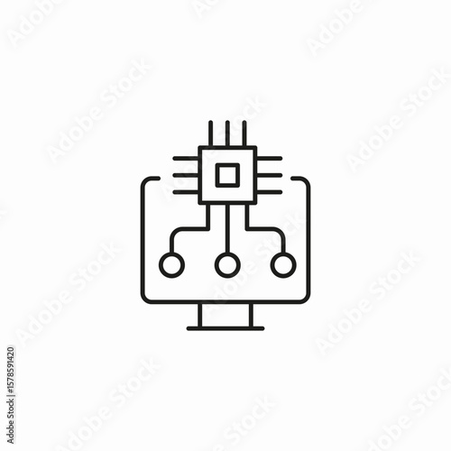 processor chip monitor icon sign vector