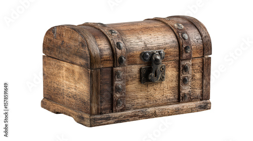 Small wooden treasure chest background isolated on a Transparent background, PNG file.