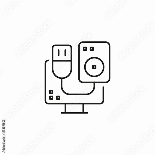usb speaker monitor icon sign vector