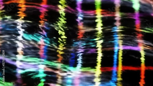 Abstract colorful grid lines moving with a liquid effect over a black background
