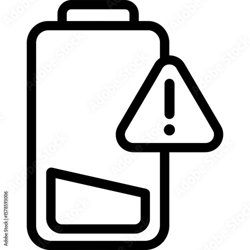 Low battery minimal energy outline icon vector
