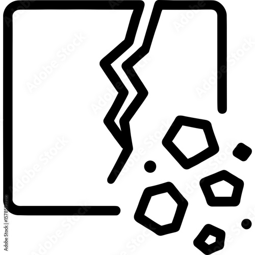 Deteriorating structure outline icon vector