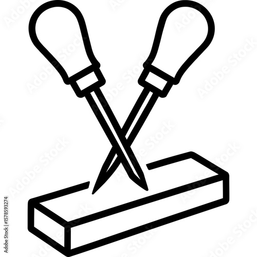 Engraving tools outline icon vector