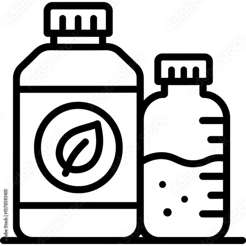 Hydroponic nutrients bottles outline icon vector