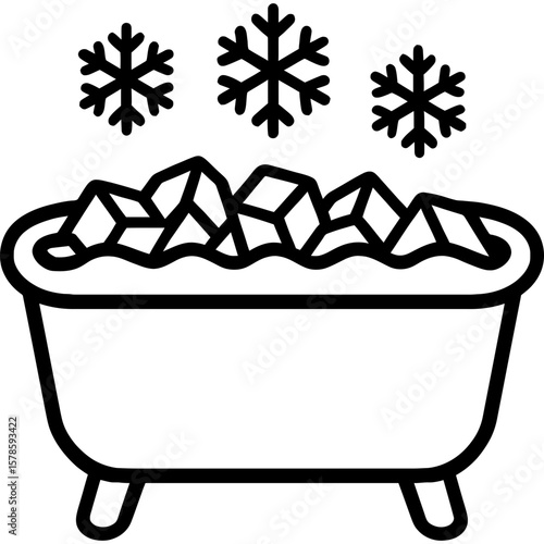 Ice bath tub outline icon vector