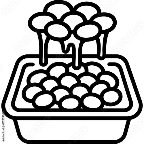 Natto beans in container outline icon vector