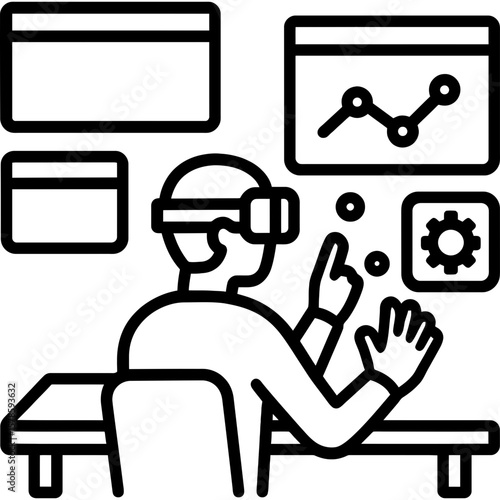 Mixed reality workspace outline icon vector